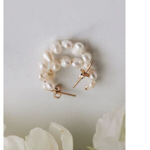 New Little Sycamore Natural Pearl Hoop Earring Hypoallergenic 18k Gold Filled